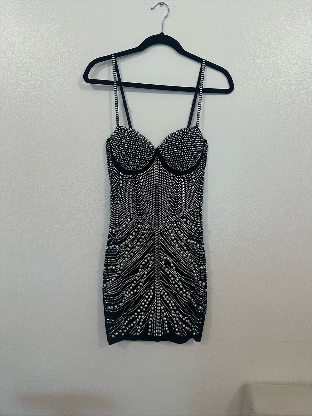 Banjul Black Studded Mini Dress with Silver Accents